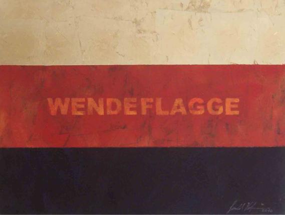 Wendeflagge
80cm x 60cm, Acryl und Schlagmetall auf Leinwand
2010